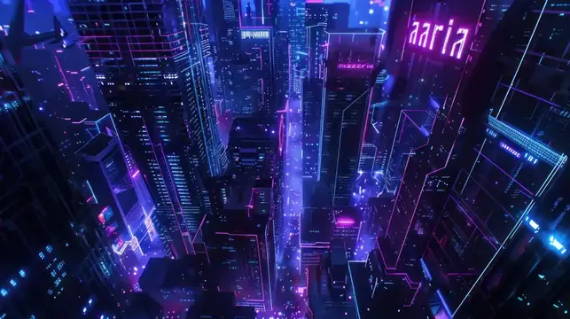 3D-рендер ночного футуристического города с неоновыми огнями