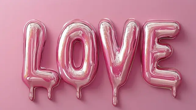 3D-рендер с розовыми глянцевыми буквами LOVE на нежно-розовом фоне