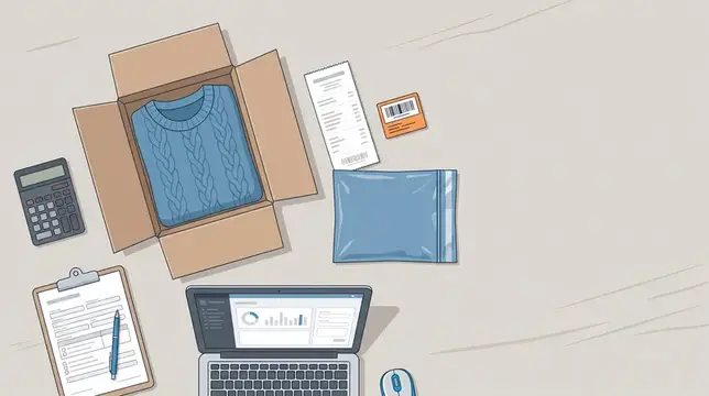 Иллюстрация рабочего места для упаковки и отправки интернет-заказов