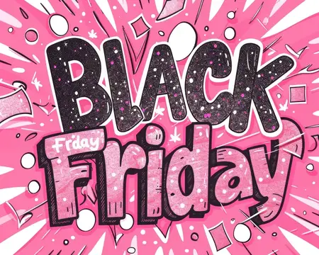 Яркая иллюстрация с надписью Black Friday на розовом фоне