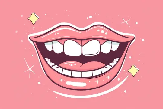 Иллюстрация улыбающихся розовых губ с белыми зубами