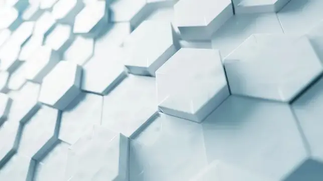 3D-рендер с шестиугольными сотами в холодных белых тонах