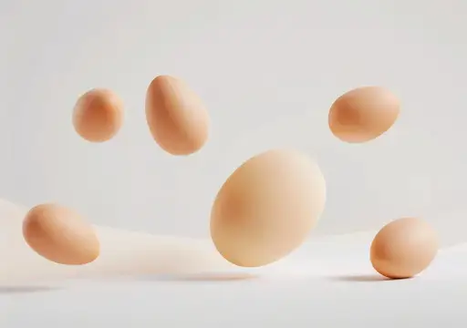 3D-рендер с парящими яйцами на светлом фоне
