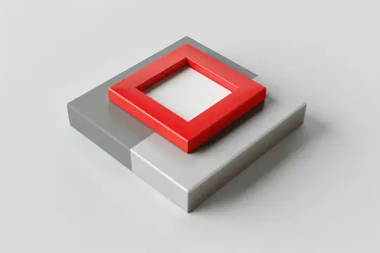 3D-рендер красной квадратной рамки на серых блоках
