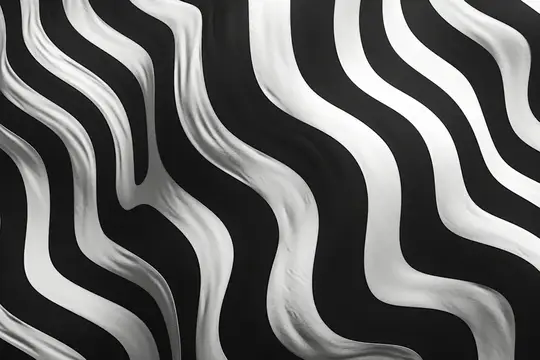 Абстрактный 3D-рендер с волнистыми белыми полосами на чёрном фоне