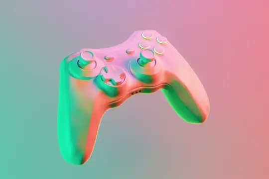 3D-рендер игрового контроллера в неоновом свете