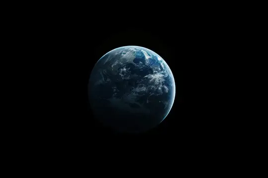 3D-рендер планеты Земля в тёмном космосе