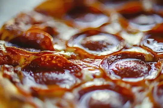 Потрясающая пицца пепперони с золотистой корочкой, расплавленным сыром и блестящими ломтиками пепперони