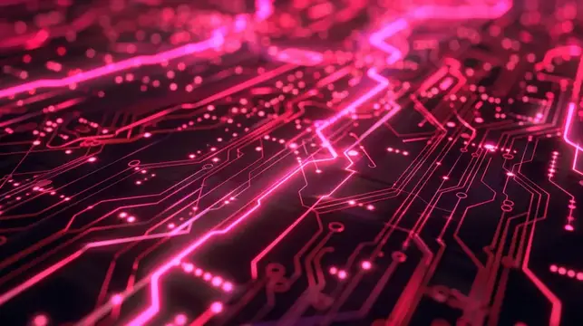 3D-рендер светящейся розовой микросхемы