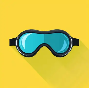 Иллюстрация плавательных очков с бирюзовыми стеклами на желтом фоне