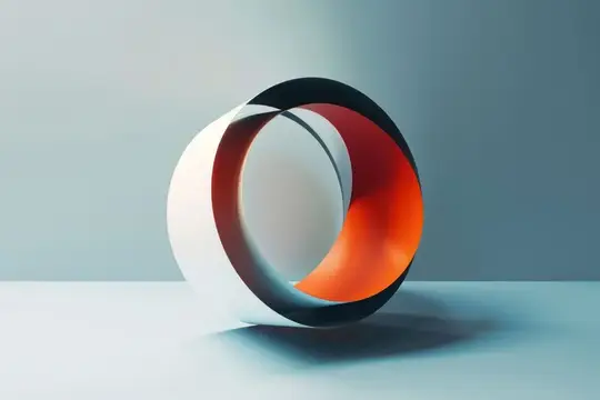 3D-рендер абстрактной бумажной скульптуры в бело-оранжевых тонах