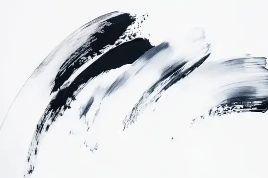 Абстрактные чёрные мазки краски на белом фоне