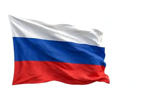 Российский флаг развевается на белом фоне