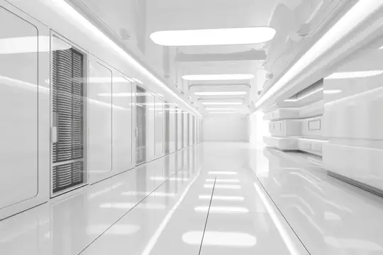 3D-рендер светлого футуристического коридора с глянцевым полом