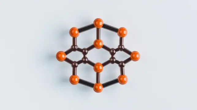 3D-модель молекулы с оранжевыми атомами на светлом фоне