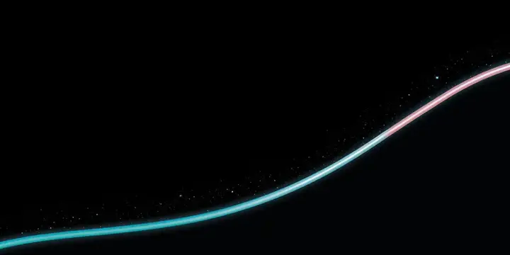 Светящаяся неоновая линия на чёрном фоне