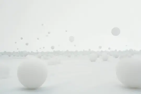 3D-рендер с белыми шарами в туманной пустоте
