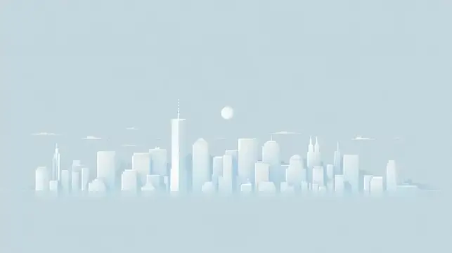 3D-рендер силуэта города в бледно-голубой дымке