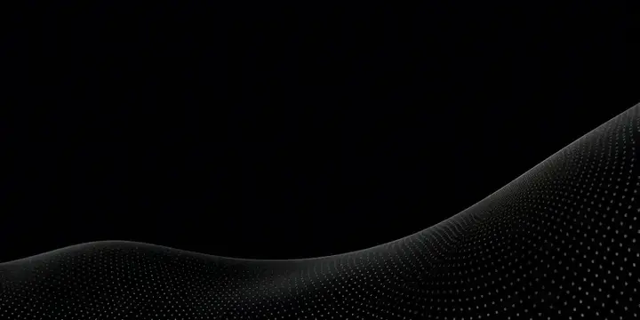 Абстрактная волна из точек на чёрном фоне