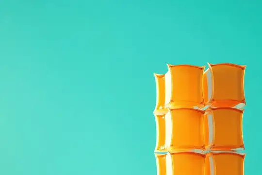 3D-рендер янтарных кубиков на бирюзовом фоне