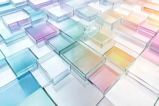 3D-рендер с полупрозрачными цветными стеклянными кубиками