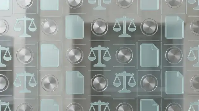 3D-рендер с паттерном из весов правосудия и документов