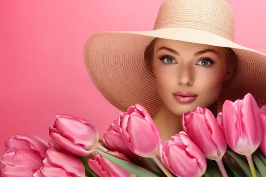 Женщина, мода, леди, кожа, свежесть, макияж, модель, весна, портрет, симпатичная, европейка, цветы, женственность, элегантность, фон, лицо, молодая, лето, красота, привлекательная женщина
