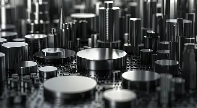 3D-рендер металлических цилиндров, похожих на город