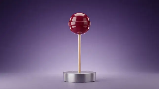 3D-рендер красного леденца на деревянной палочке