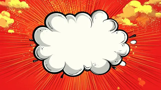 Живой фон взрыва в стиле комикса с белым облачком для текста на энергичном красном фоне, идеально подходящий для творческих проектов и графического дизайна