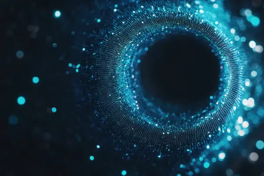 Абстрактный 3D-рендер светящегося синего тоннеля с частицами