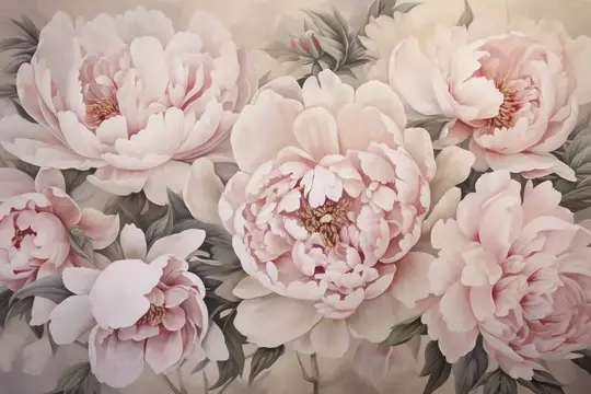 Нежные розовые пионы на светлом фоне