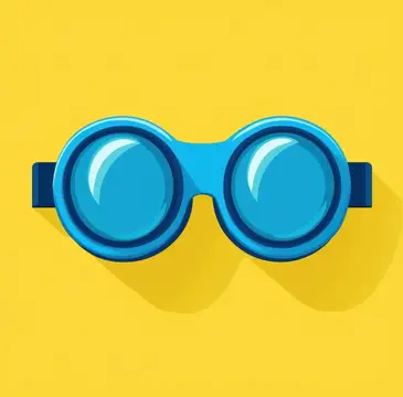 Иллюстрация синих плавательных очков на жёлтом фоне