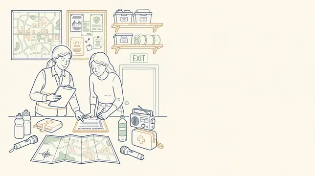 Иллюстрация двух женщин, планирующих маршрут по карте в штабе