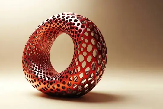 3D-рендер красного ажурного тора на бежевом фоне