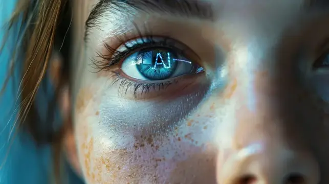 Крупный план женского глаза со словом «ai», написанным на нем