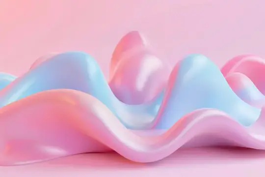 3D-рендер с розовыми и голубыми глянцевыми волнами на нежном фоне
