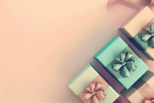 3D-рендер с подарочными коробками с бантами на пастельном фоне