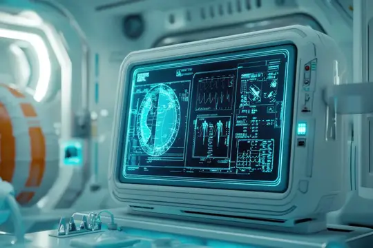 3D-рендер футуристического медицинского монитора с данными обследования