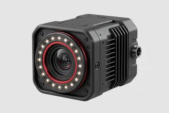 3D-рендер промышленной камеры с кольцевой подсветкой