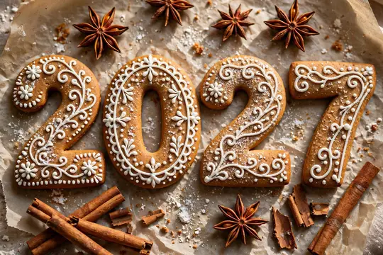 Пряничные цифры 2027 с сахарной глазурью и специями