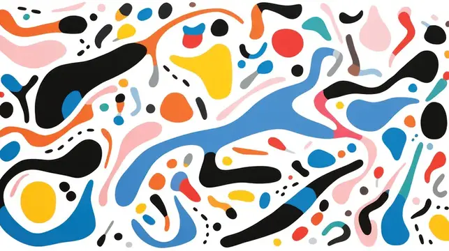Абстрактный рисунок с яркими цветными пятнами и линиями