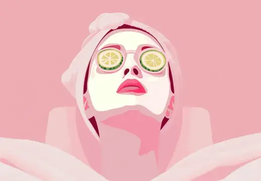 Иллюстрация с женщиной в полотенце и ломтиками лайма на глазах