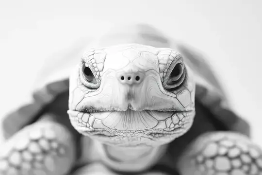 Великолепная черно-белая фотография черепахи, раскрывающая тонкие детали ее панциря и морды, подчеркивающая сущность дикой природы и естественной красоты