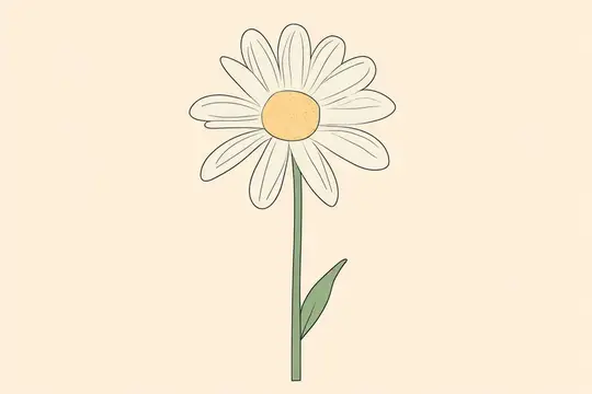 Элегантная иллюстрация цветка ромашки с нежными лепестками и мягкой цветовой палитрой, олицетворяющая природу, простоту и цветочную элегантность