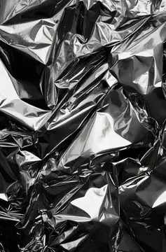 Смятая чёрная фольга с острыми бликами