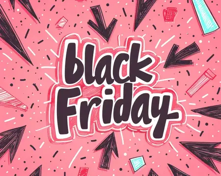 Яркая иллюстрация с надписью Black Friday на розовом фоне
