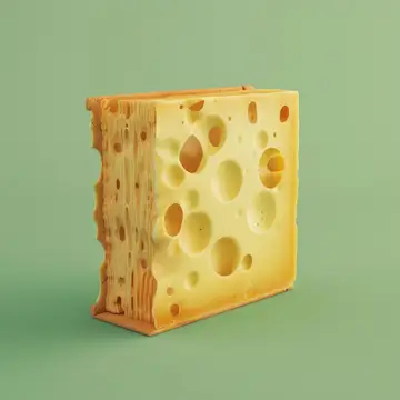 Детальный кусок желтого сыра с характерными дырками на мягком зеленом фоне, демонстрирующий его текстуру и цветовой контраст