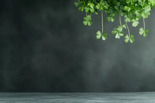 Свисающие веточки клевера на фоне тёмной стены