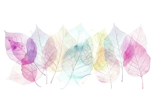 Нежные полупрозрачные листья с прожилками в пастельных тонах